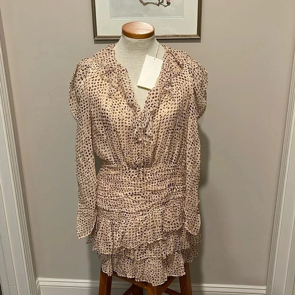 NWT!! Ulla Johnson - CECILY DRESS LEOPARD IKAT DOT - Size 6 - Picture 6 of 13